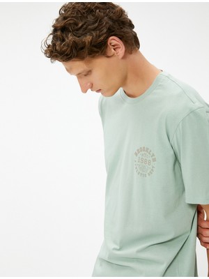 Koton Kolej Tişört Baskılı Bisiklet Yaka Kısa Kollu Pamuklu