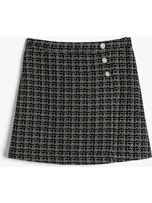 Koton Tüvit Etek Mini Düğme Detaylı Beli Lastikli