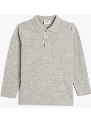 Koton Polo Tişört Uzun Kollu Düğmeli