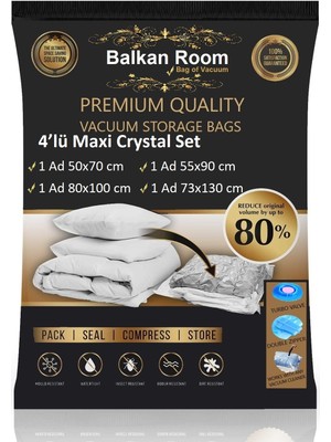 Balkan Room Vakum Hurcu 4'lü Maxi Crystal Set Vakumlu Hurç Vakumlu Poşet