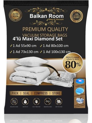 Balkan Room Vakum Hurcu 4’lü Maxi Diamond Set Vakumlu Hurç Vakumlu Poşet