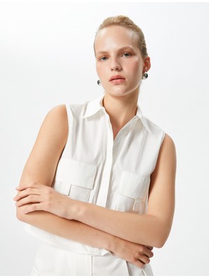 Koton Crop Gömlek Kargo Cep Detaylı Kolsuz