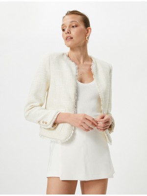 Koton Tüvit Ceket Gold Düğmeli Cepli Simli