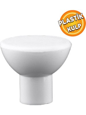 Badem10 Çayıralan Plastik Düğme Çekmece Dolap Kapak Kulpu Kulbu Beyaz Kulp