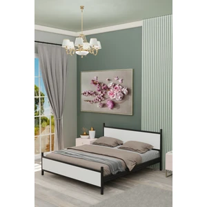 GM 305 MODERN ÇİFT KİŞİLİK AHŞAP METAL SİYAH BEYAZ KARYOLA 150X200