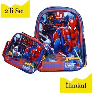 Marvel Spider Man Lisanslı Ilkokul Çantası 2 Bölmel ve Beslenme Çantası FROCX-1210