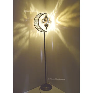 Karlıkturistik Köşe Lambası,Dekoratif Lambader,Ev Dekoratif Aydınlatma Mozaik Lamba El Işi Hilal  Model 4