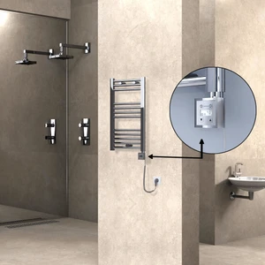 Haiti Elektrikli Havlupan 400X700 Düz Krom (Ktx3 Termostat) 200 Watt Spiral Kablolu