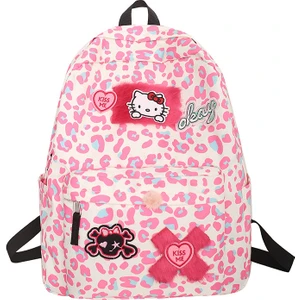 Ins Sevimli Leopar Desenli Hello Kitty Sırt Çantası (Yurt Dışından)