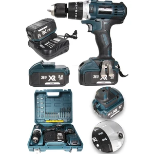 Blueforce 36VR Darbeli Akülü Şarjlı Vidalama Matkap 13 mm Metal Mandren Çift Akülü