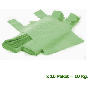 Yeşil Market Poşeti Torbası - Hışır Atlet Poşet - Büyük Boy - 30 x 60 Cm. - 10 Kg.