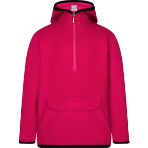 ASL Kids Colors Çocuk Polar Kanguru Cepli Ceket Kapşonlu Yarım Fermuarlı Sweatshirt Koyu Pembe