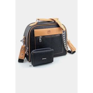 Just Polo Siyah Taba 4 Bölmeli Omuz ve Çapraz Çantası ve Cüzdan Kombini 24X29C PBU4025-1002