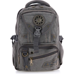 Ççs Gri CCS51414 Kanvas Kumaş Unisex Suya Dayanıklı Çok Cepli Sırt Çantası