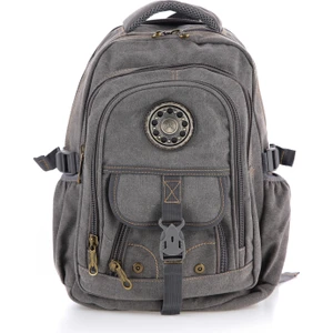 Ççs Gri CCS51413 Kanvas Kumaş Unisex Suya Dayanıklı Çok Cepli Sırt Çantası