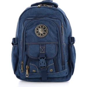Ççs Lacivert CCS51413 Kanvas Kumaş Unisex Suya Dayanıklı Çok Cepli Sırt Çantası