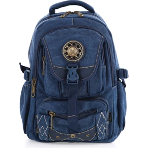 Ççs Lacivert CCS51416 Kanvas Kumaş Unisex Suya Dayanıklı Çok Cepli Sırt Çantası