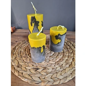 İdyllart Store Sarı-Gri Beton Mum Set