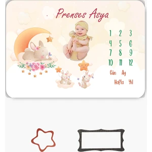 Erays Home Kişiye Özel İsimli Kız Bebek Hediye Aylık Fotoğraf Anı Battaniyesi