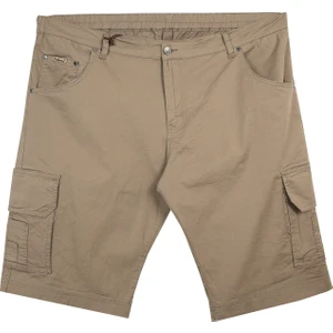 Maruf Shop Büyük Beden Kargo Cepli Gabardin Şort Dekons Vizon