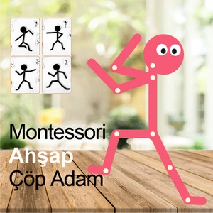 Ahşap Eğitici Oyuncak Montessori Çöp Adam Ahşap Oyuncak Ahşap Yapboz Aktivite Eğitici Oyuncak Ahşap