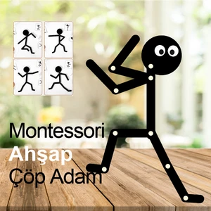 Ahşap Eğitici Oyuncak Montessori Çöp Adam Ahşap Oyuncak Ahşap Yapboz Aktivite Eğitici Oyuncak Ahşap