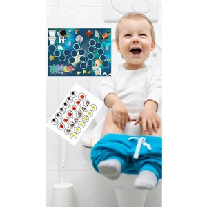 Uzay Temalı Eğlenceli ve Eğitici Tuvalet Eğitimi Sticker Panosu 29X42CM