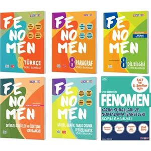 Fenomen Okul 8. Sınıf Türkçe + Paragraf + Dil Bilgisi + Görsel + Yazım + Ata Söz Soru Seti 6 Kitap