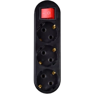 Smart Socket 3'lü Akım Korumalı Anahtarlı Golyat Siyah