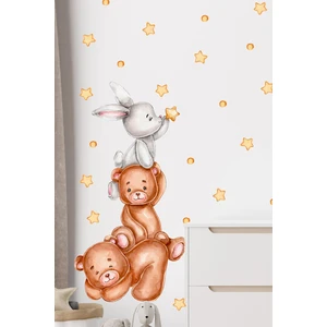 Sevimli Ayıcıklar, Tavşan, Yıldız ve Puantiyeler Çocuk Bebek Odası Duvar Sticker Seti