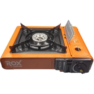 Rox Camping 0189 Tekli Portatif Kamp Ocak - Turuncu, Rüzgarlıklı, Ekstra Gaz Girişli