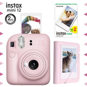 Instax Mini 12 Pembe Fotoğraf Makinesi-20'li Film ve Mini Albüm Seti