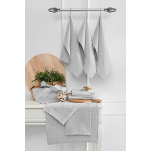 Herakleia Home Kurulama Bezi & Alman Peçetesi 10'lu Set - 40 x 60 - Dama Model Gri