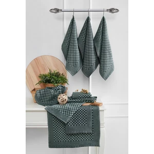 Herakleia Home Kurulama Bezi & Alman Peçetesi 10'lu Set - 40 x 60 - Dama Model Yeşil