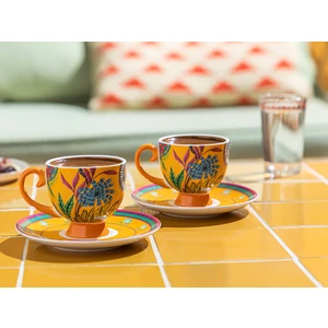 English Home Exotic Wild New Bone China 2'li Kahve Fincan Takımı 100 ml Sarı
