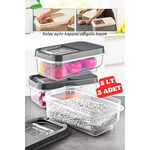 Nesto Home 3 Adet 5 Lt Kolay Kayar Kapaklı Multibox Erzak Bakliyat Vs. Saklama Kabı