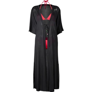 Kadın Siyah Transparan Kumaş Pareo Plaj Elbisesi