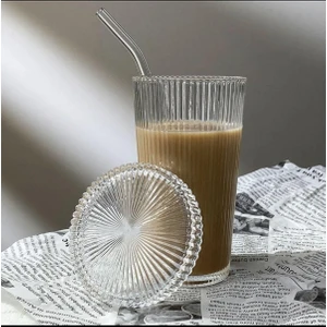 2 Adet 600 Ml Mika Kapaklı Pipetli Origami Stil Mika Bardak | Sunum Bardağı Meşrubat Bardağı