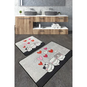 Chilai Home Kitten Banyo Halısı Djt 2 Li Set Banyo Halısı Paspas Kaymaz Taban Yıkanabilir