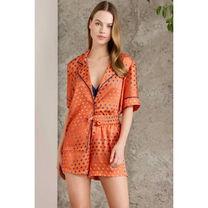 Pierre Cardin 1225 Kadın Empirme Saten 3'lü Şort Takım-Sunset