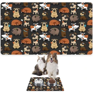 Mama ve Su Evcil Hayvan Beslenme Matı, Kolay Temizlenen Emici Su Geçirmez Kumaş, Küçük Orta Boy ve Büyük Kedi ve Köpekler Için Dayanıklı Köpek Kedi Paspas (50X35, Kahverengi Köpekler)