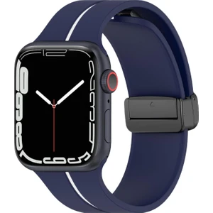 Apple Watch Ultra Kordon Ribbon Line Lacivert Beyaz