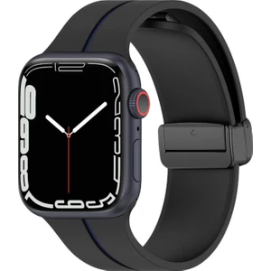 Apple Watch Ultra Kordon Ribbon Line Siyah Lacivert