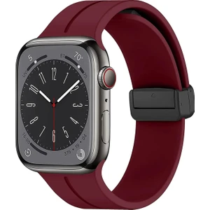 Apple Watch Se 2022 44MM Kordon Ribbon Line Bordo