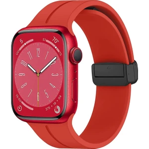 Apple Watch Series 7 45MM Kordon Ribbon Line Kırmızı