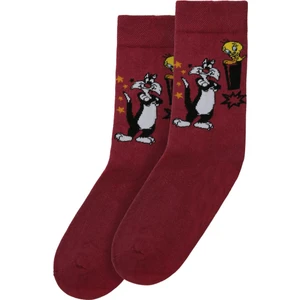 Unisex Vegan Kırmızı Çorap - Warner Bros Best of Tweety and Sylvester Tasarım