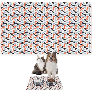 Mama ve Su Evcil Hayvan Beslenme Matı, Kolay Temizlenen Emici Su Geçirmez Kumaş, Küçük Orta Boy ve Büyük Kedi ve Köpekler Için Dayanıklı Köpek Kedi Paspas (40X60, Renkli Kemikler)