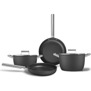 Smeg Cookware 50's Style Prima Siyah Tencere & Tava Seti 4'lü