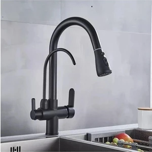 Hesaplı Çarşım Fleko Siyah Arıtmalı Spiralli Evye Mutfak Bataryası