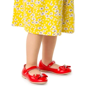 Kiko Kids Cırtlı Fiyonklu Kız Çocuk Babet Ayakkabı Ege 201 Rugan